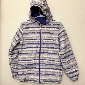Columbia girls pastel blue pink printed hooded jacket winter coat Large 14/16